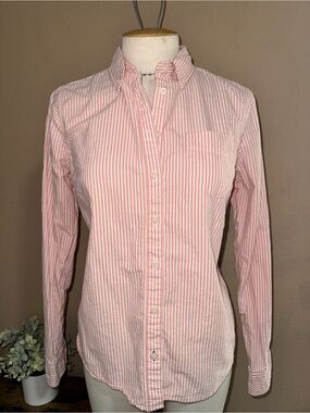 jcpenney Pink and White Striped Button-Down Shirt
